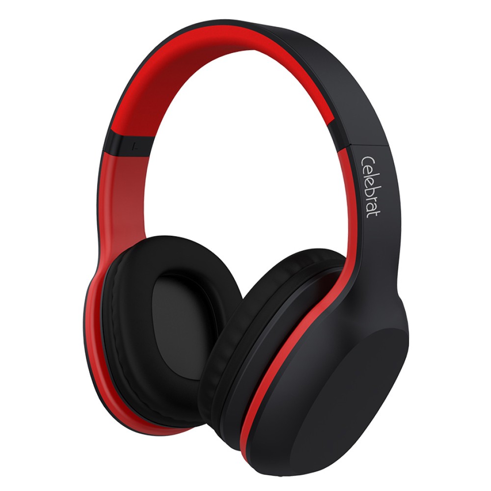 CELEBRAT Bluetooth headphones A18-BKRD, wireless & wired, μαύρο-κόκκινο