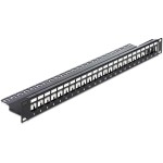 DELOCK keystone patch panel 43277, 19"/1U, 24 ports, μαύρο