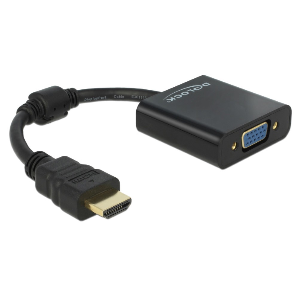 DELOCK αντάπτορας HDMI σε VGA 65512, 1080p, μαύρος