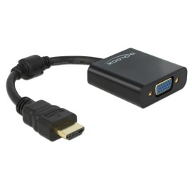 DELOCK αντάπτορας HDMI σε VGA 65512, 1080p, μαύρος