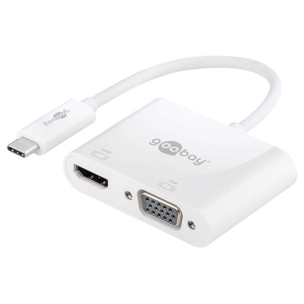 GOOBAY αντάπτορας USB-C σε HDMI & VGA 52430, 4K/60Hz, λευκός