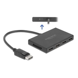 DELOCK DisplayPort splitter 87794, 4 σε 1, Dual Mode, 4K, μαύρο