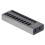 DELOCK USB hub 63670 με διακόπτες, 10x θυρών, 5Gbps, γκρι