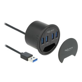 DELOCK USB hub 64153, 4x θυρών, 5Gbps, Φ60mm, USB σύνδεση, μαύρο