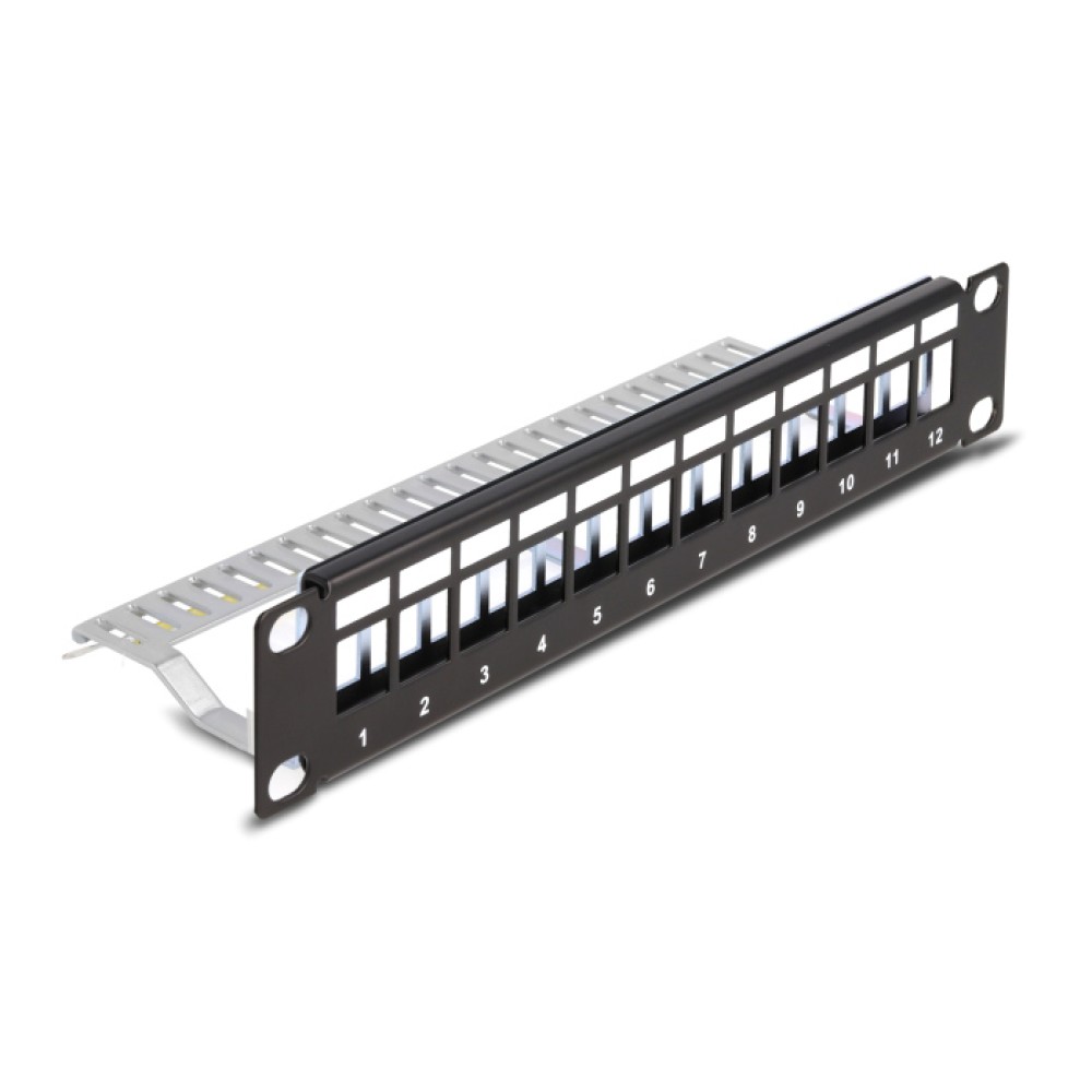 DELOCK Keystone patch panel 66874, 10"/1U, 12x ports, μαύρο