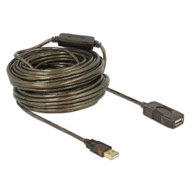 DELOCK καλώδιο USB 2.0 αρσενικό σε θηλυκό 82690, active, 20m, μαύρο