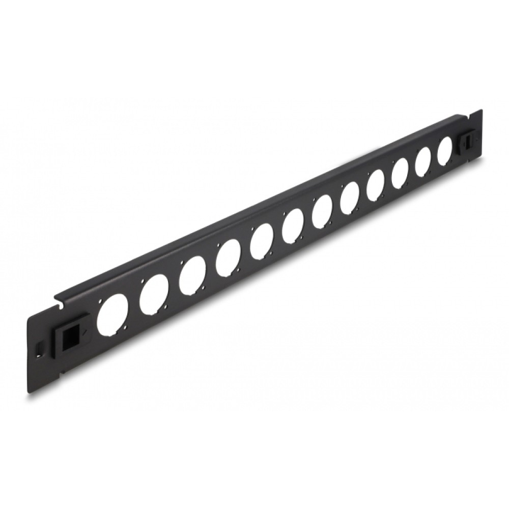 DELOCK D-Type patch panel 66900, 19"/1U, 12x ports, μαύρο