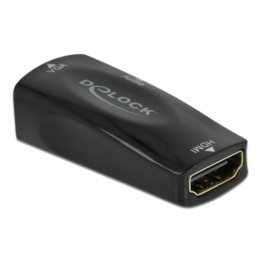 DELOCK αντάπτορας HDMI σε VGA 66560, με audio, 1080p/60Hz, μαύρος