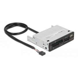 DELOCK USB 9-pin card reader 91708, CF/SD/XD/MS/Micro SD/USB, 3.5" bay