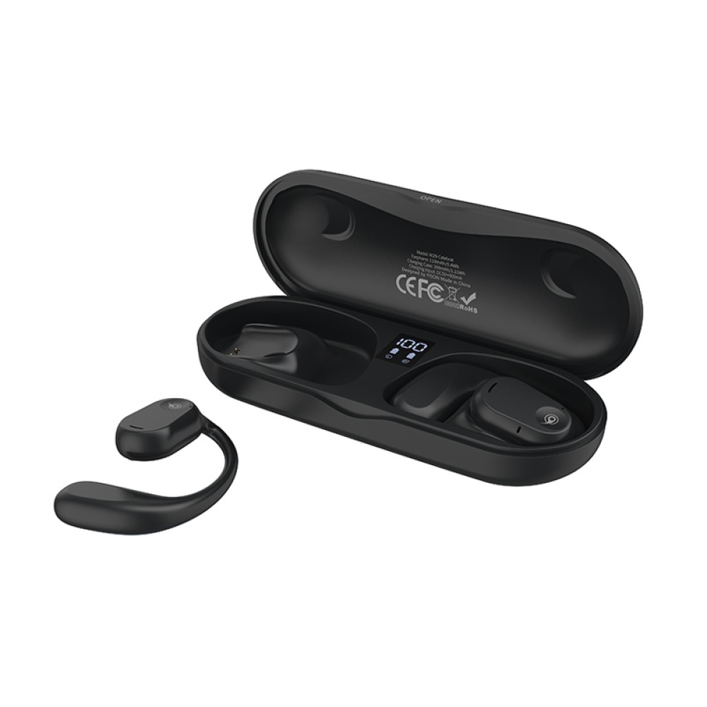 CELEBRAT earphones με θήκη φόρτισης W29, Open Wearable Stereo, μαύρα