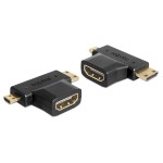 DELOCK αντάπτορας HDMI σε HDMI mini & micro 65446, gold plated, μαύρος