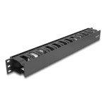 DELOCK cable management 67021 για rack 19"/1U, 2 ανοίγματα, πλαστικό, μαύρο