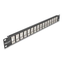 DELOCK Keystone patch panel 66758, 19"/1U, 16x ports, μαύρο