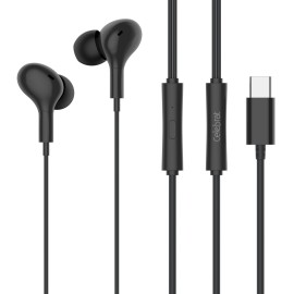 CELEBRAT earphones με μικρόφωνο D13, USB-C σύνδεση, Φ10mm, 1.2m, μαύρα