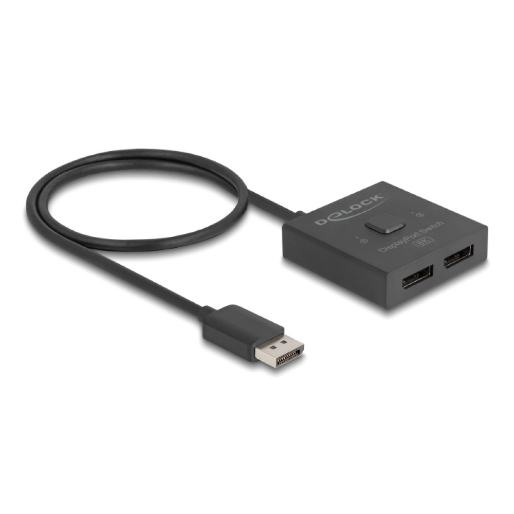 DELOCK DisplayPort switch 18906, 2 σε 1, bidirectional, 8K/30Hz, μαύρο