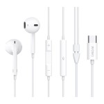 CELEBRAT earphones με μικρόφωνο E500, USB-C σύνδεση, Φ14mm, 1.2m, λευκά