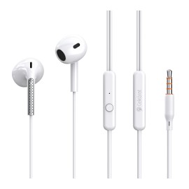 CELEBRAT earphones με μικρόφωνο G28, 3.5mm σύνδεση, Φ10mm, 1.2m, λευκά