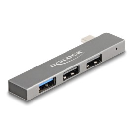 DELOCK USB hub 64274, 3x θυρών, 10Gbps, USB-C σύνδεση, γκρι