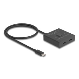 DELOCK USB-C switch 18911, 2 σε 1 bidirectional, 10Gbps, 8K, 100W, μαύρο