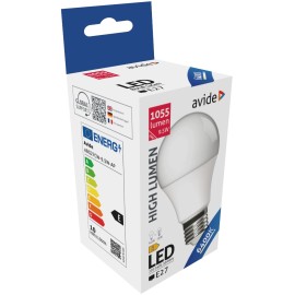 Avide LED Κοινή A60  9.5W E27 Ψυχρό 6400K Υψηλής Φωτεινότητας