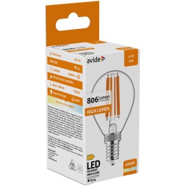 Avide LED Filament Σφαιρική 6.5W E14 Λευκό 4000K Υψηλής Φωτεινότητας