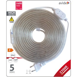 Avide LED Ταινία Blister 220V  4.8W SMD3528 60LED 2700K IP67 5m