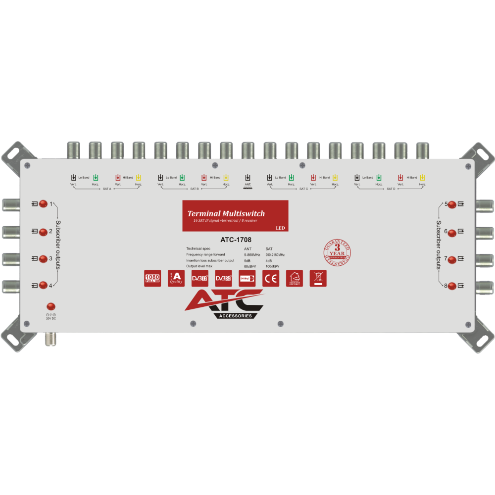 ATC ΠΟΛΥΔΙΑΚΟΠΤΗΣ ATC-1708 (4 Sat + 1 Ter / 8 Εξόδοι)