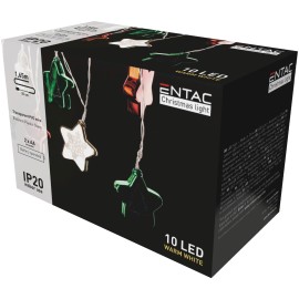 Entac Χριστουγεννιάτικα Εσωτερικά Πολύχρωμα Αστέρια 60mm 10 LED Θερμό 1,65m